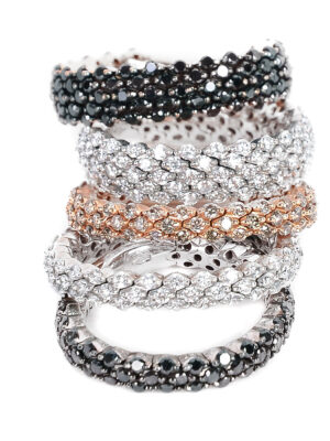 Anello con vere in brillanti sovrapposte