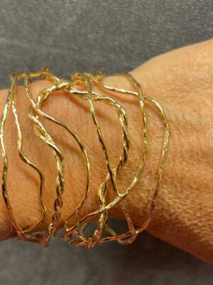 Bracciale rigido “Fili” in bronzo con bagno oro 18 kt