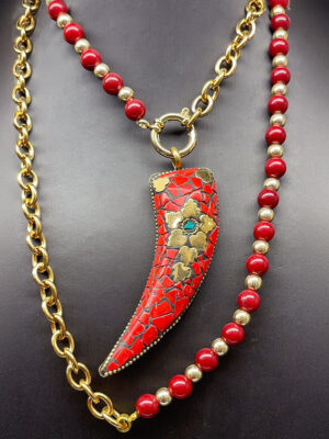 Collana talismano con agata rossa
