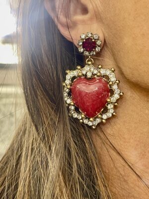 Orecchini in bijoux italiano nikel free con smalto rosso