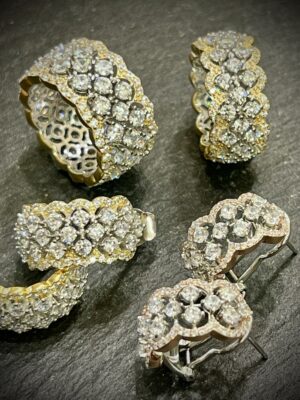 Anelli in argento 925* con zirconi swarosky  con orecchini abbinati stile” buccellati”