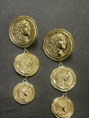 Orecchino con monete giallo